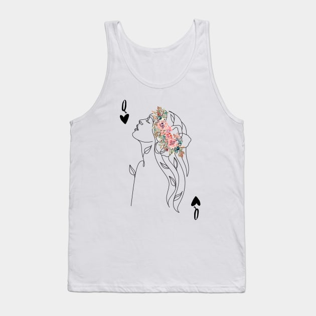 Queen of hearts card floral design Tank Top by Katebi Designs